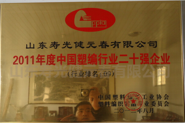 2011年度評(píng)選為中國(guó)塑編行業(yè)排名第九